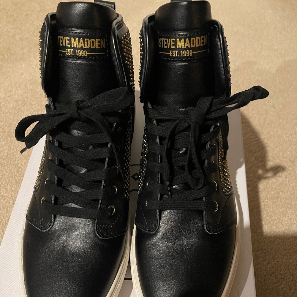 Steve Madden P-Stone Black Leather High Tops